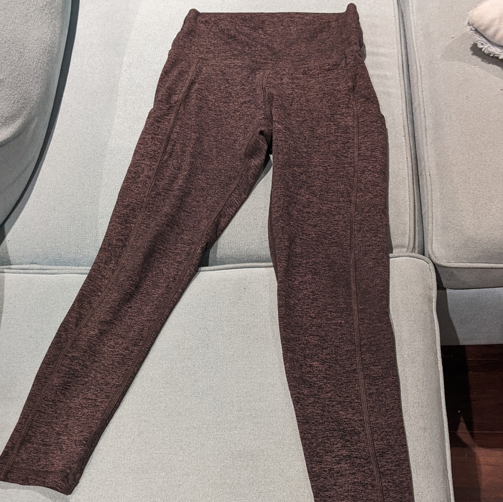AERIE Heather Brown High Waisted Leggings with Side Pockets Size S Short